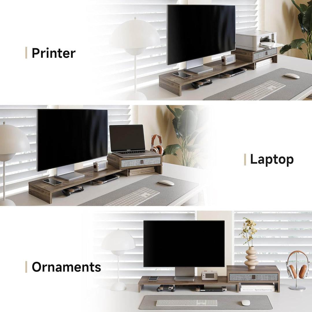 Fenge Dual Monitorständer Bildschirmständer mit Schublade für Computer TV Laptop, Monitorständer, Lä