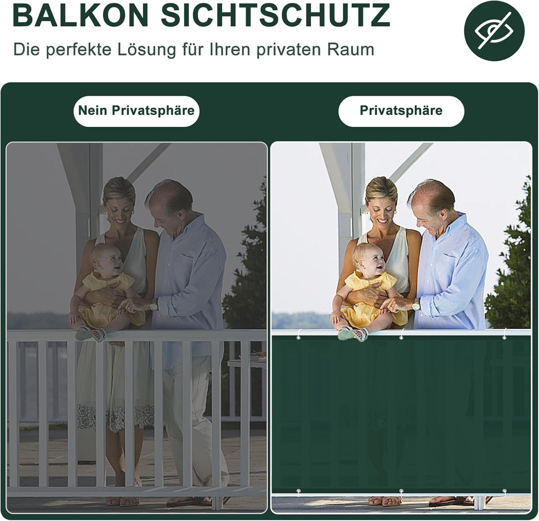 HENG FENG Balkon Sichtschutz 100x400cm für Privatsphäre, Grün | Balkonverkleidung HDPE atmungsaktiv,