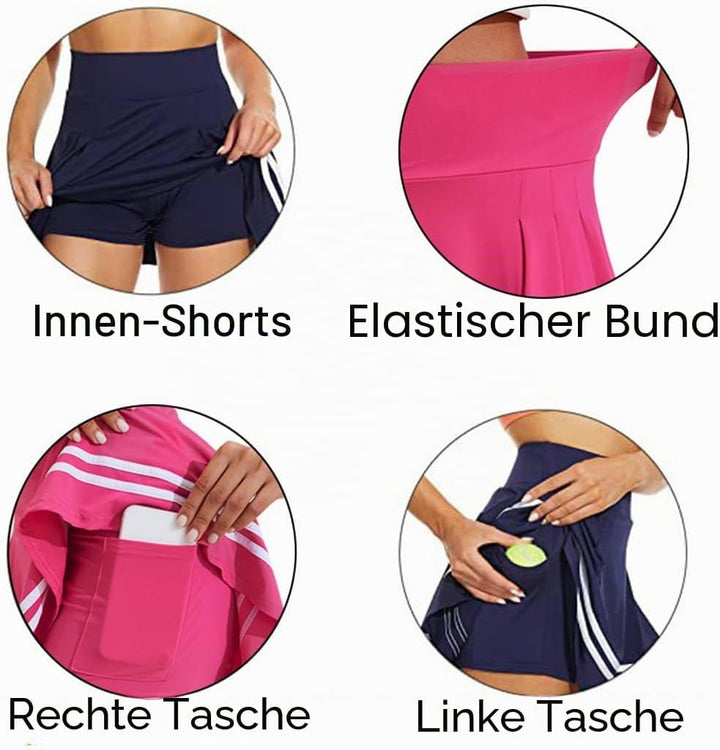ThreeH Frauen hohe Taille plissiert Tennisrock Built-in Futter Shorts Mädchen Schule Uniformen Skate