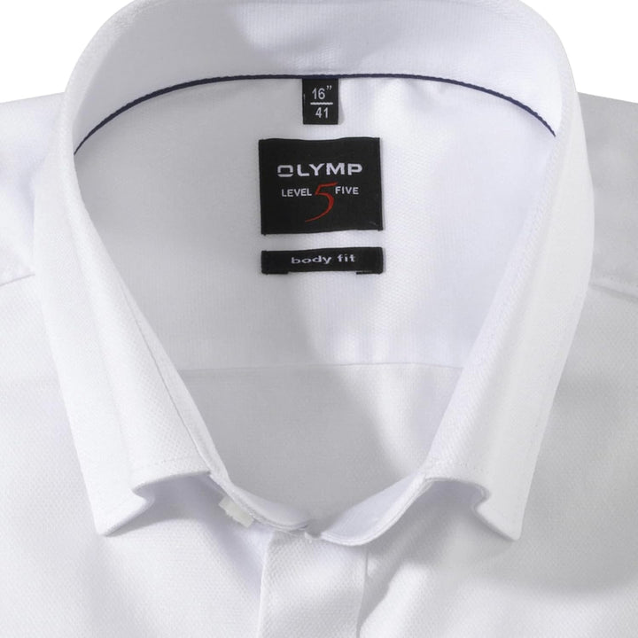 OLYMP Herren Businesshemd Langarm Level.Five.Body.fit,Einfarbig,Body fit,Under Button Down 37 Weiss