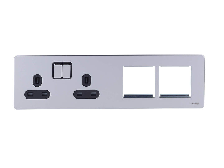 Schneider Electric Ultimate schraubenlose, geschaltete Doppelsteckdose mit flacher Platte, doppelpol