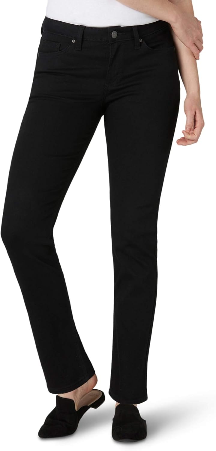 Lee Damen Regular Fit Straight Leg Jeans 2 Petite Schwarz, 2 Petite Schwarz