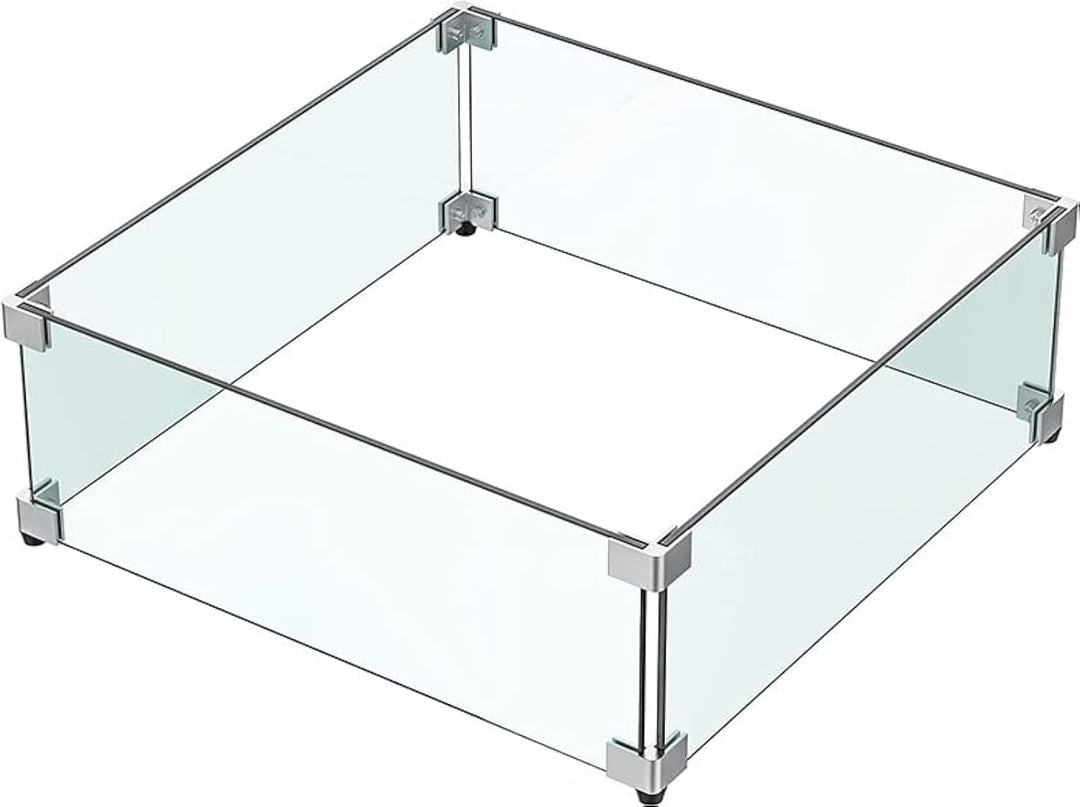 MESIDA 45 x 45 x 15 cm Feuerstelle, Glas-Windschutz, gehärtetes Glas, Feuerstelle, Tischschild, dick