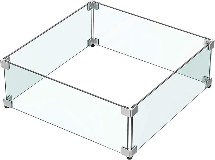 MESIDA 45 x 45 x 15 cm Feuerstelle, Glas-Windschutz, gehärtetes Glas, Feuerstelle, Tischschild, dick