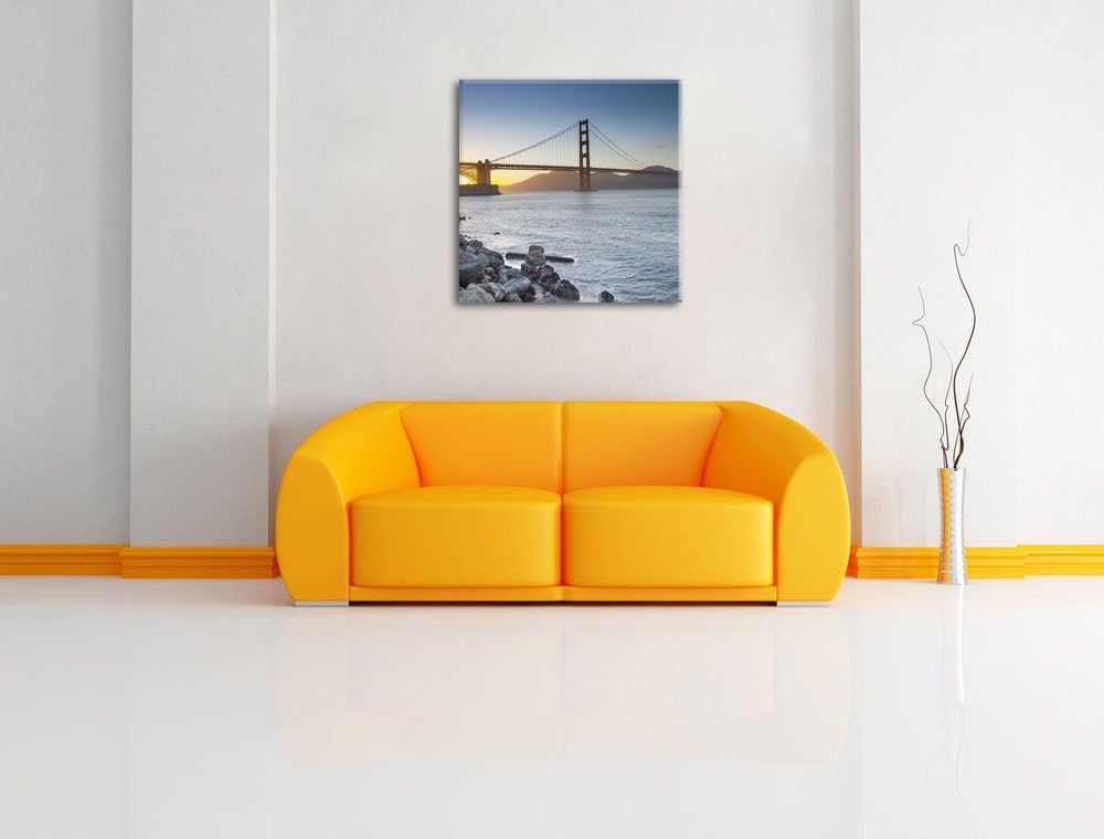 Pixxprint Imposante Golden Gate Bridge als Leinwandbild/Grösse: 70x70 / Wandbild/Kunstdruck/fertig b