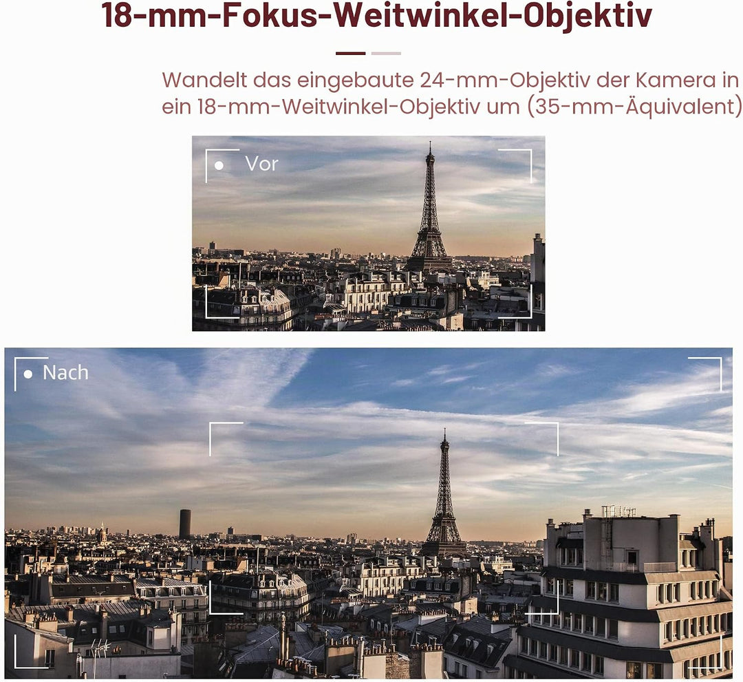 PROfezzion HD 18mm Weitwinkelobjektiv Weitwinkel Objektiv für Sony ZV1 ZV-1 ZV1F ZV-1F RX100 VII VI