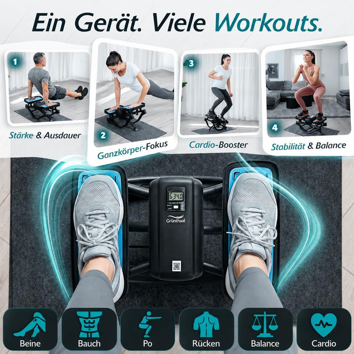 Mini Stepper Alternative - Rollslider - Fitnessgerät für zuhause - leise & gelenkschonend kompakt mi