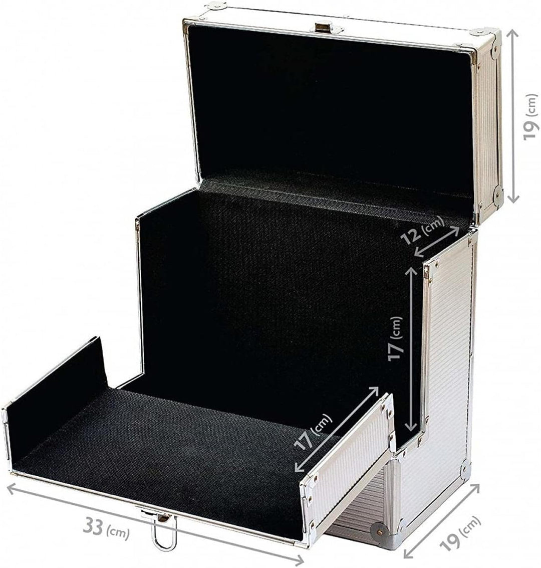 Vinyl LP Koffer für 40 Platten abschliessbar - 33 x 19 x 34 cm - Silberaluminium