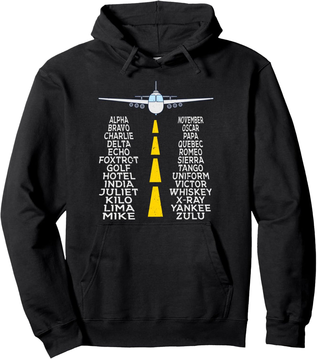 Pilot & Flugzeug phonetisches Alphabet Geschenk Flughafen Pullover Hoodie