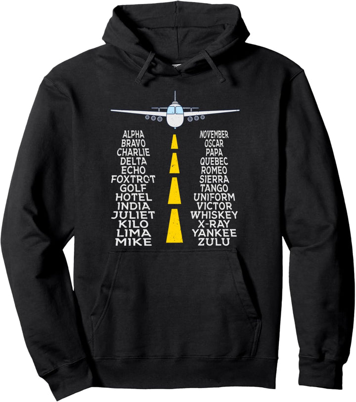 Pilot & Flugzeug phonetisches Alphabet Geschenk Flughafen Pullover Hoodie
