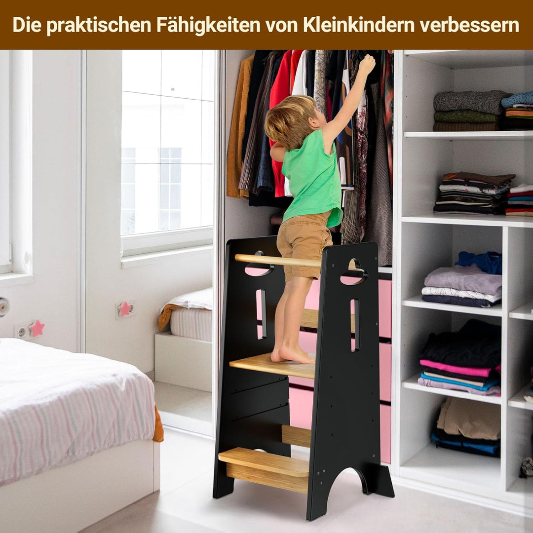 COSYLAND Lernturm ab 1 Jahr - Höhenverstellbarer Learning Tower für Kinder (3-stufig) - Montessori L