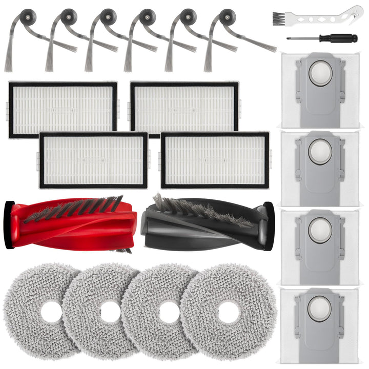 MXZONE 20 Stück Staubsauger Zubehör für Roborock Saros 10R / Qrevo CurvX Saugroboter, 2 Hauptbürste,