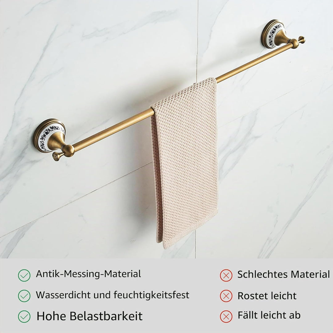 Handtuchstange aus antikem Messing, verstellbar, 39,9 bis 70,5 cm, Badetuchhalter für Badezimmer, Ha