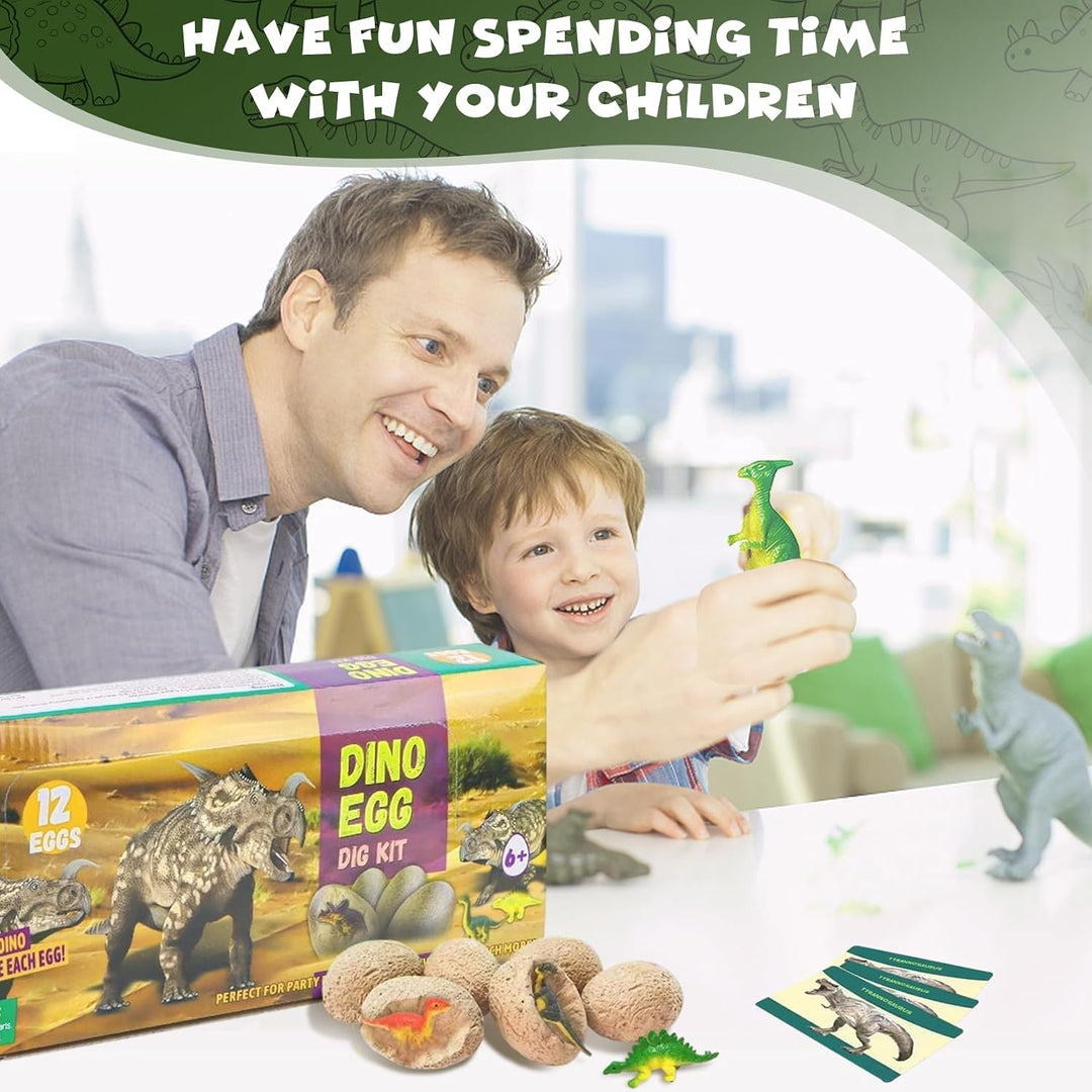 Idota 12 Stück Dino Ausgrabungsset, Dino Eier Zum Ausgraben, Dinosaurier Egg Spielzeug für Party Kla