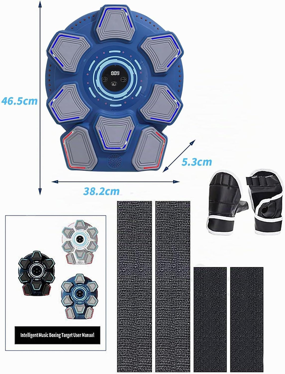 Music Boxing Machine für Erwachsene, Wandmontierte LED Licht Bluetooth Musikboxing Maschine Blau-8 S