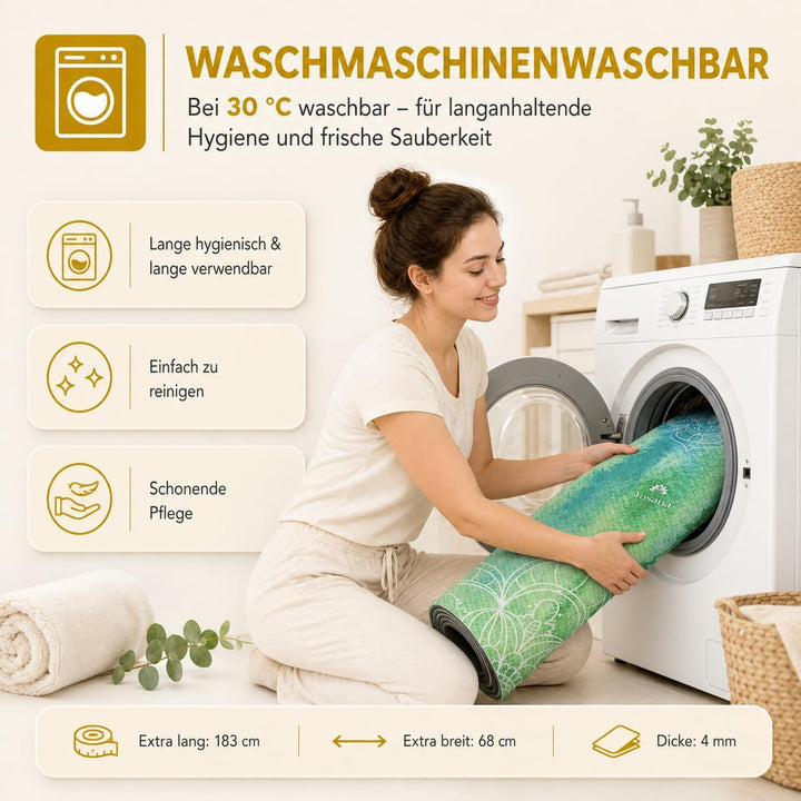 Yogamatte aus Naturkautschuk I Hot Yoga Mikrofaser Matte I Bikram Yogamatte Maschinenwaschbar I Ying