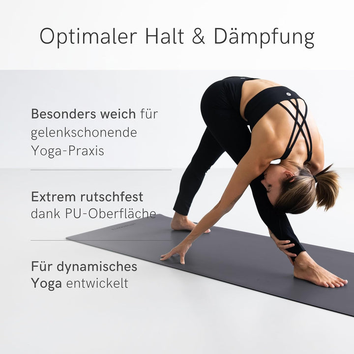 LOTUSCRAFTS® Yogamatte rutschfest, aus Naturkautschuk, universell einsetzbar als Yoga Matte, Sportma