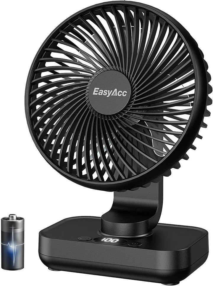 EasyAcc Tischventilator Oszillierend Batterie USB Ventilator 4000 Akku Klein Tragbarer 4 Geschwindig