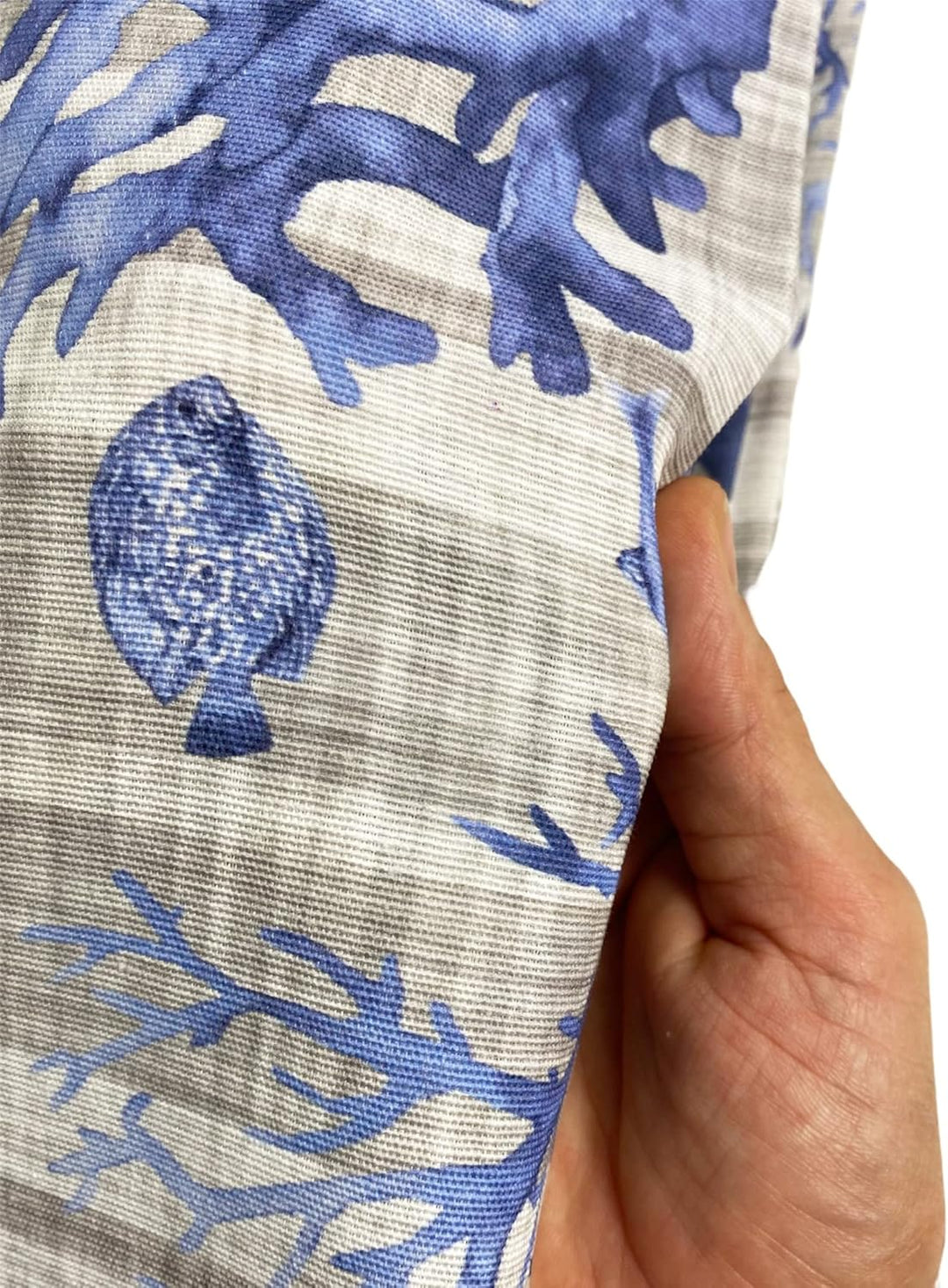 Gran Foulard Überwurf Tagesdecke Sofabezug Loneta Stoff (Fische blau, 1 Einzelbett) Blaue Fische Ein