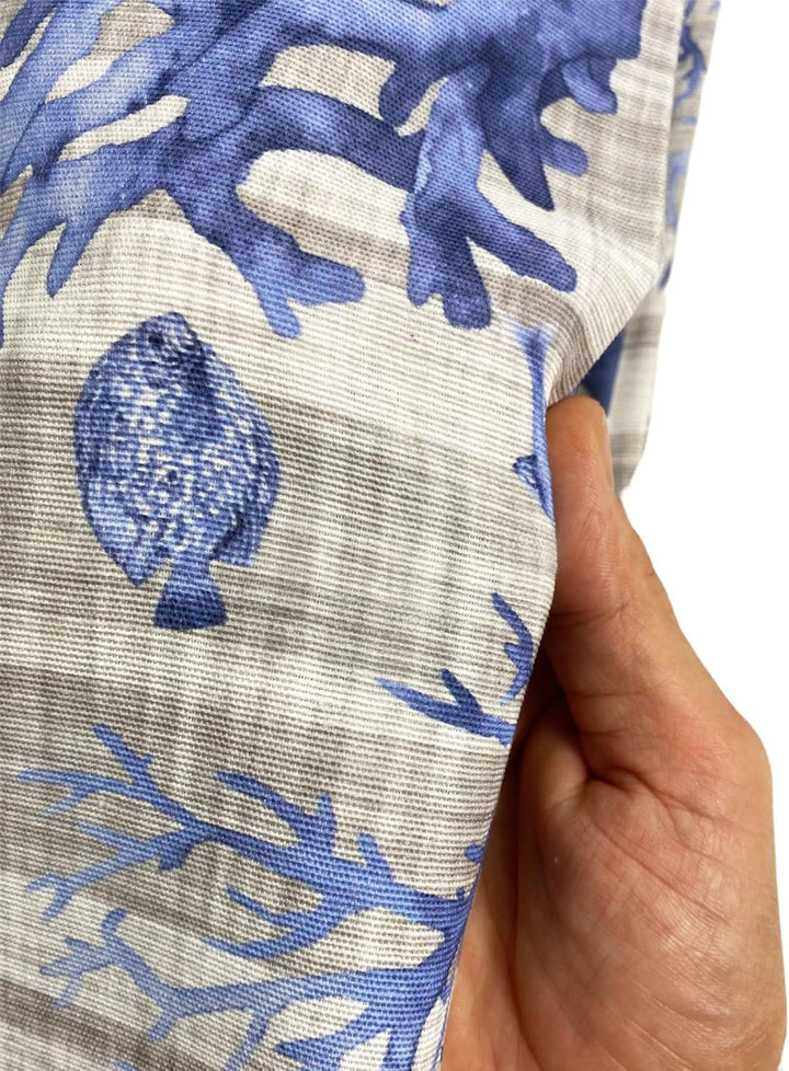 Gran Foulard Überwurf Tagesdecke Sofabezug Loneta Stoff (Fische blau, 1 Einzelbett) Blaue Fische Ein