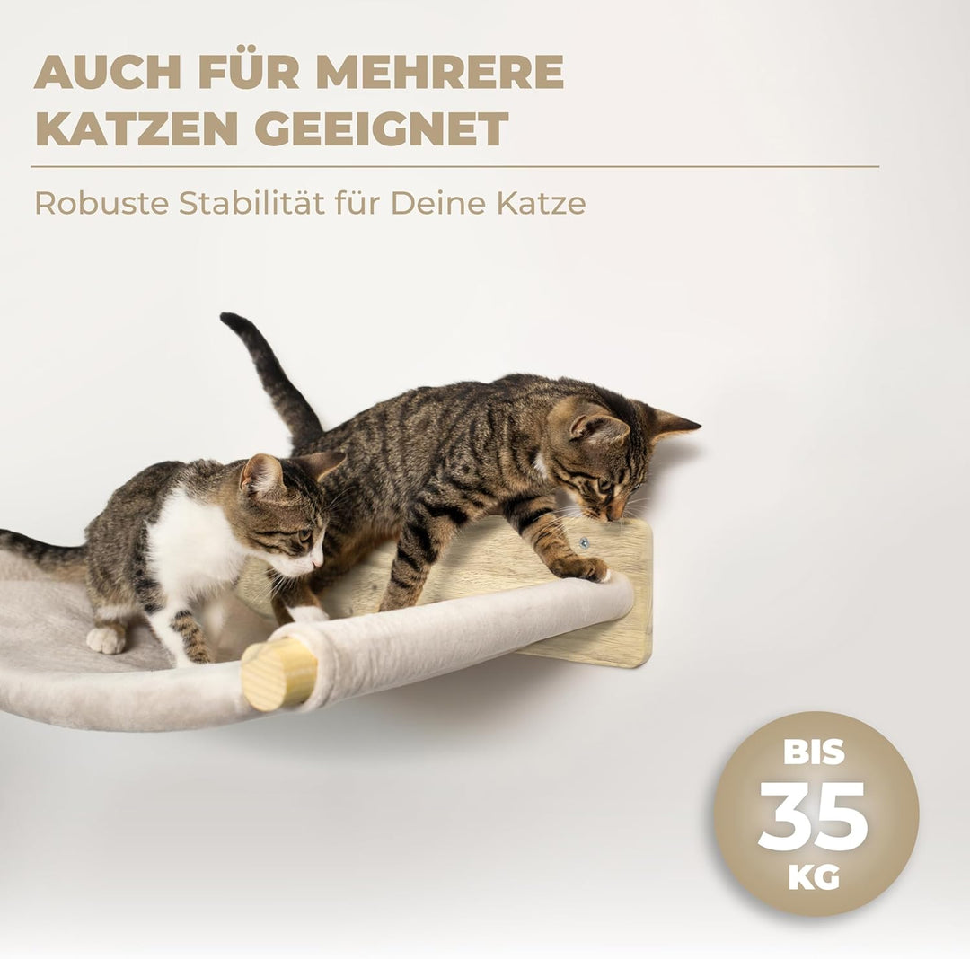 WOOWOOD Katzen Kletterwand 3-teilig, Hängematte und 2 Katzentreppen, 3-teilig