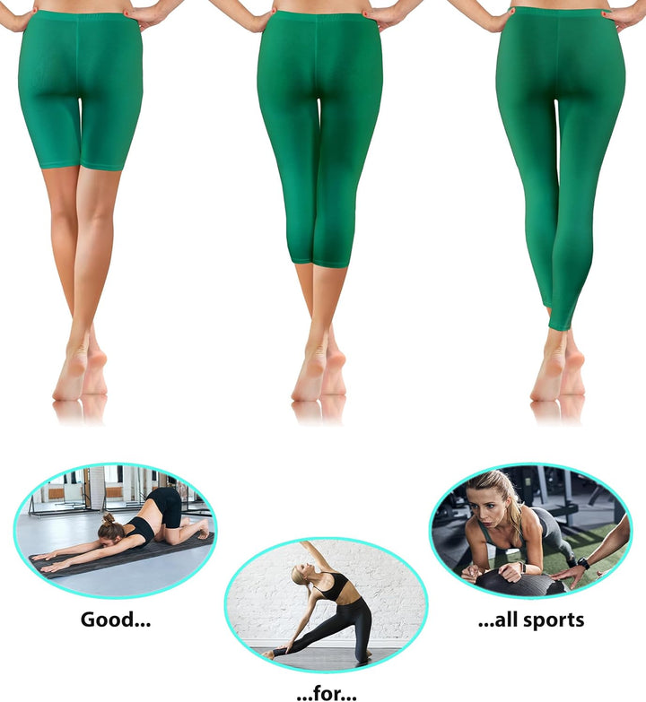 sesto senso 3 Paar Damen Sport Leggings Verschiedene Beinlängen Baumwolle Bunt Yoga Fitness Hose 1/2