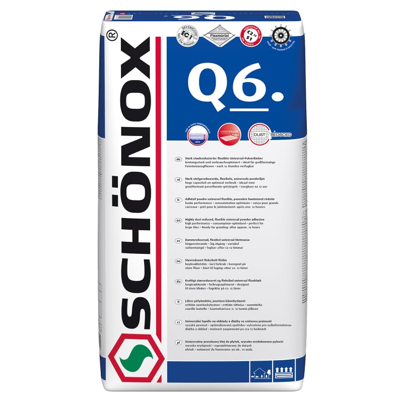 Schönox Fliesenkleber 25kg, Weiss, Stark, Hochviskos, Keramik, Kunststoff, Fliesenlegen 1, 1