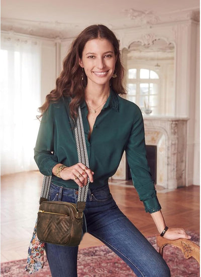 BOSTANTEN Damen Handy Umhängetasche, Crossbody Bag mit verstellbarem Breiter Gurt, PU Leder Gesteppt