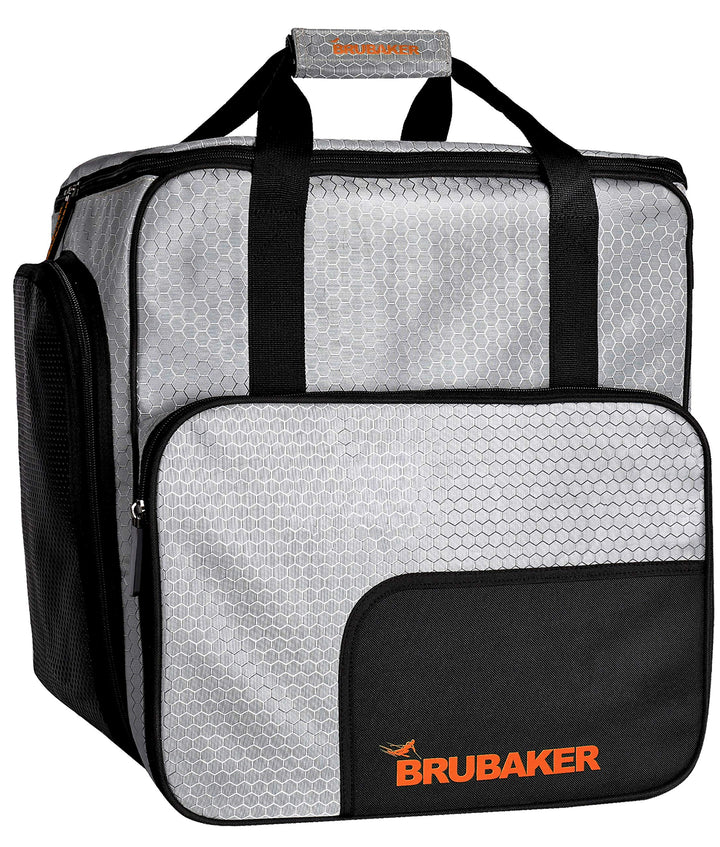 BRUBAKER SuperTec Skischuhtasche Helmtasche Rucksack mit Schuhfach - Silber Orange