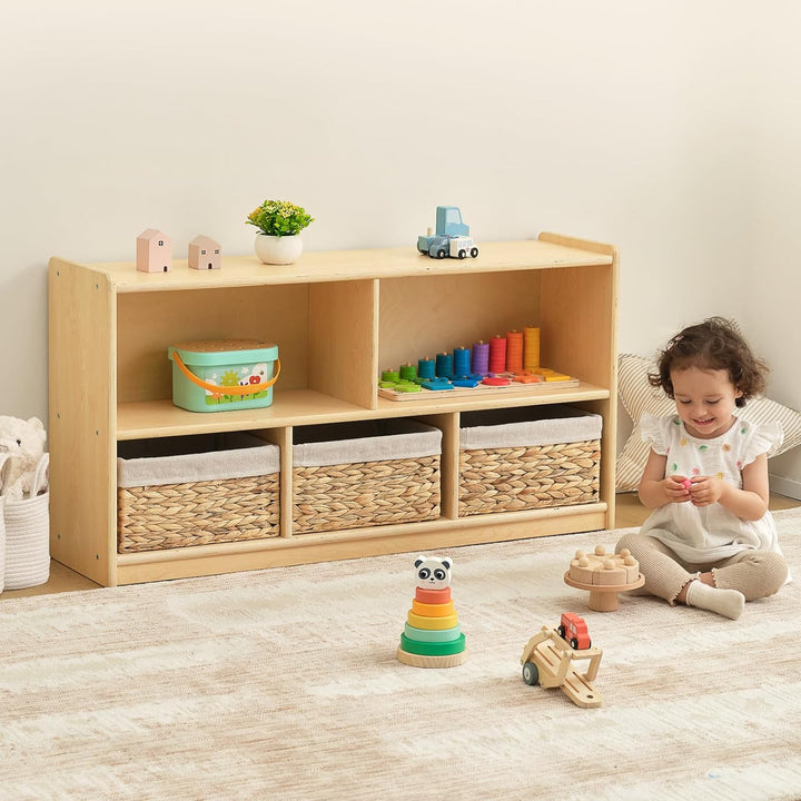 OOOK Bücherregal Montessori-Regal, Aufbewahrung mit 2 Etagen 5 Fächern, Kinder Spielzeugschrank Holz