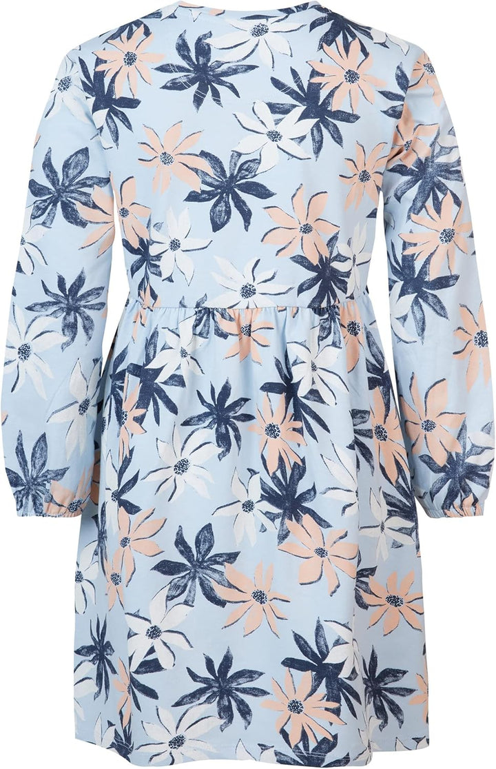 Noppies Mädchen Girls Dress Pittsfield Long Sleeve All Over Print Kinderkleid 140 Skyway, 140 Skyway