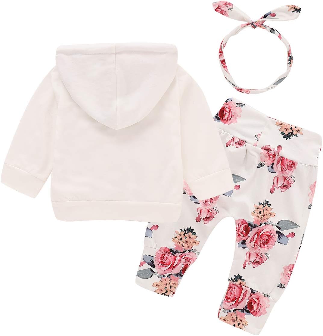 Baby Mädchen Outfit 2 Stücke Set Gestreifte Blumen Hoodies mit Tasche Top + Lange Hosen Sweatshirt O