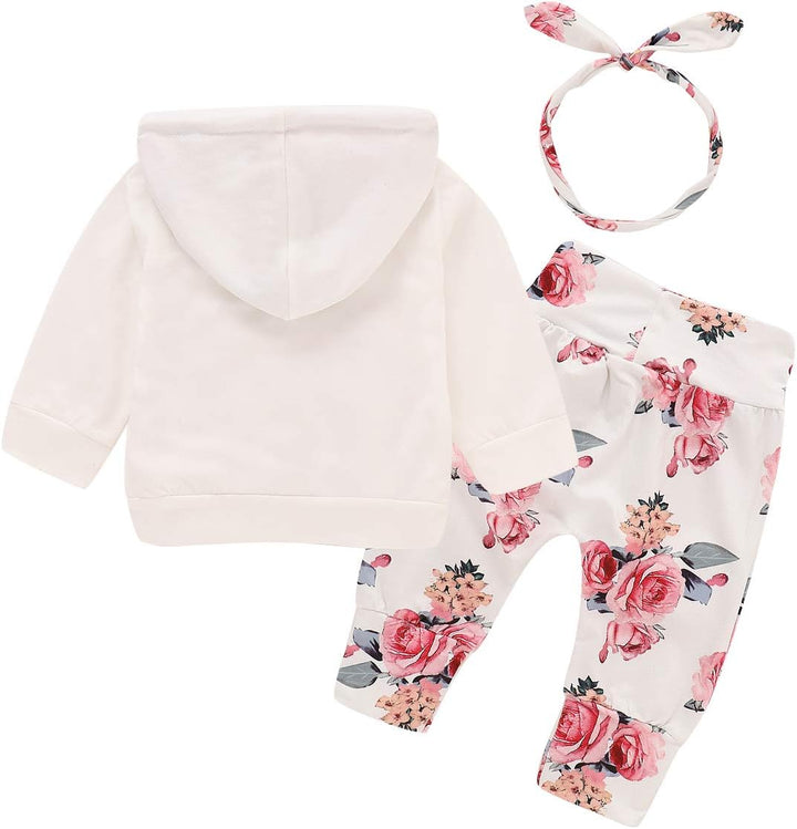 Baby Mädchen Outfit 2 Stücke Set Gestreifte Blumen Hoodies mit Tasche Top + Lange Hosen Sweatshirt O