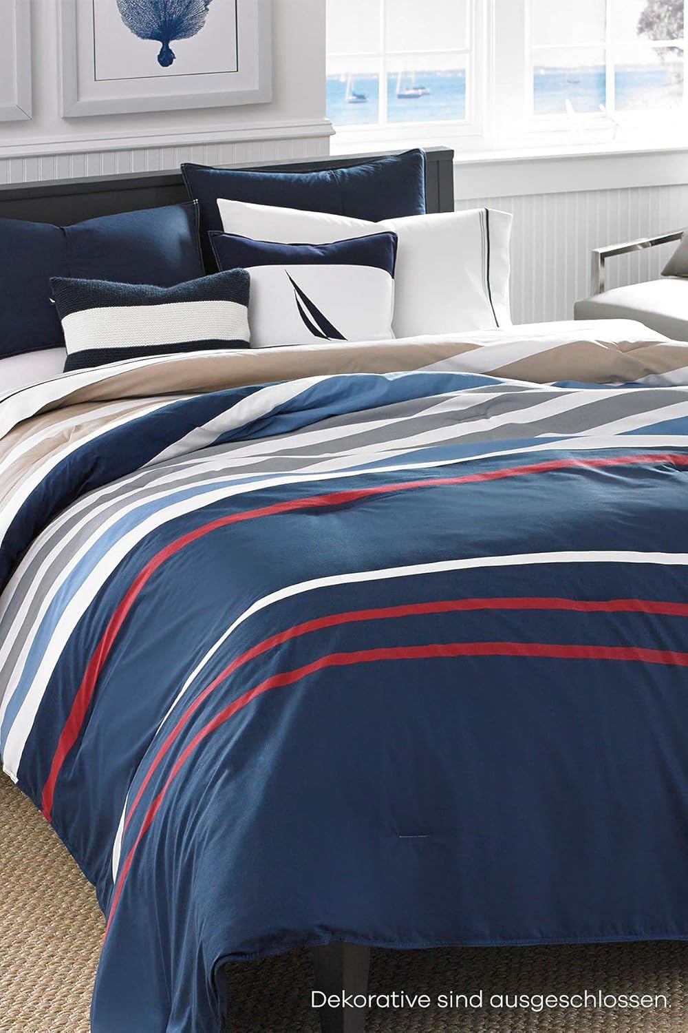 Nautica Home Bradford Bettwäsche Set Baumwolle Satin 100% Bettbezug mit Reissverschluss 155X220+80X8