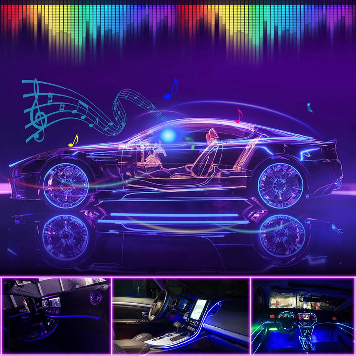 YAOBLUESEA 12V Auto LED Innenbeleuchtung, 6M LED 5050 RGB Ambientebeleuchtung Atmosphäre Neon Lichtl