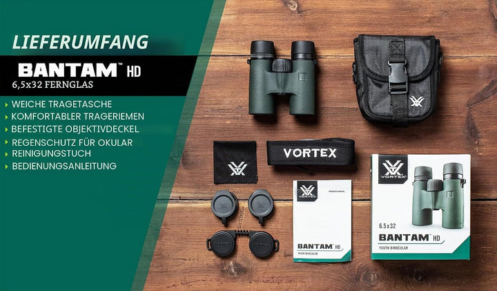 Vortex Optics Bantam HD 6,5 x 32 Jugendfernglas – HD optisches System, XR-Objektivbeschichtungen, Gu