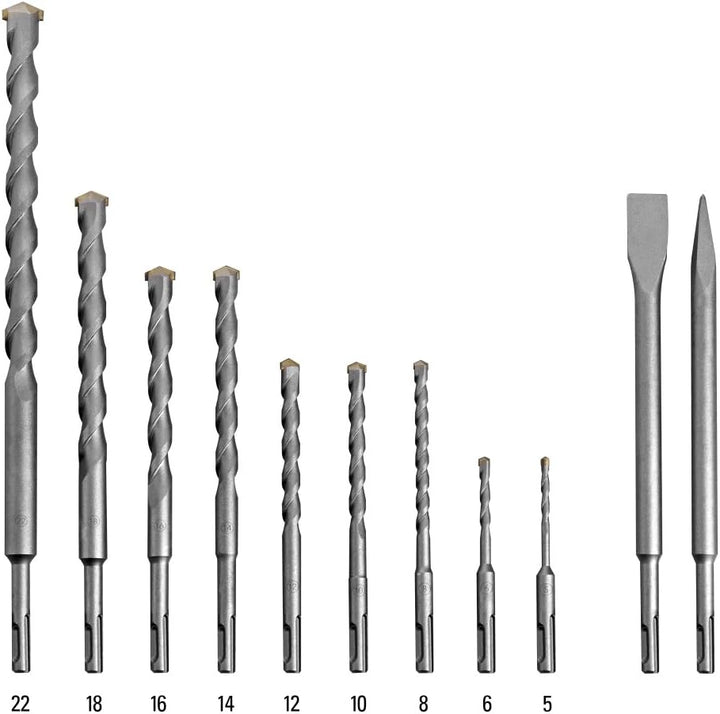 TROTEC SDS-plus Bohrer- und Meissel-Set passend für Bohrhammer (11-teilig)