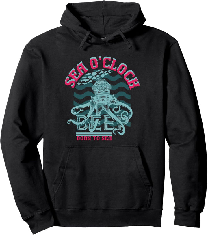 SEA O'CLOCK DEEP SEA Vintage Octopus Pullover Hoodie