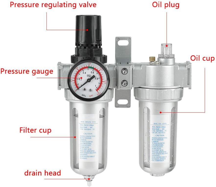 Luftfilterregler, 1/2" Ölabscheider Kompressorfilter für Kompressor und Druckluftwerkzeuge