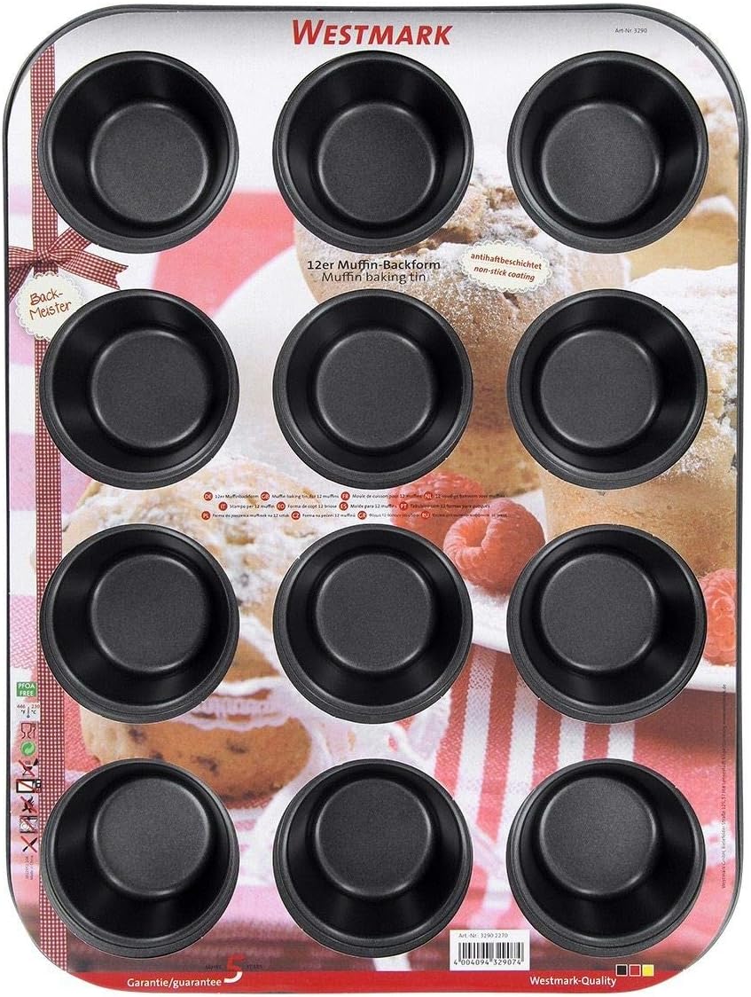 Westmark Muffinbackform, Für 12 Muffins, Antihaftbeschichtung, kaltgewalzter Stahl, Back Meister, An