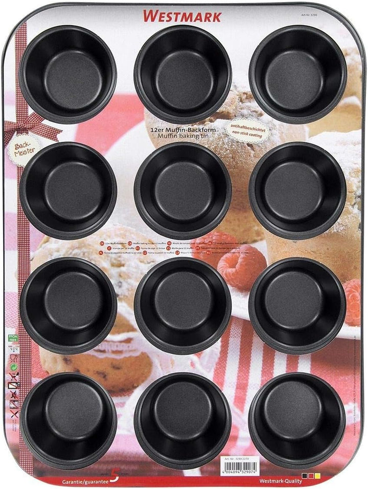 Westmark Muffinbackform, Für 12 Muffins, Antihaftbeschichtung, kaltgewalzter Stahl, Back Meister, An