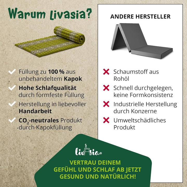 livasia Rollmatte Rollmatratze L-200x110x4,5cm, Gästebett Gästematratze 1 Person, Reisebett Kofferra