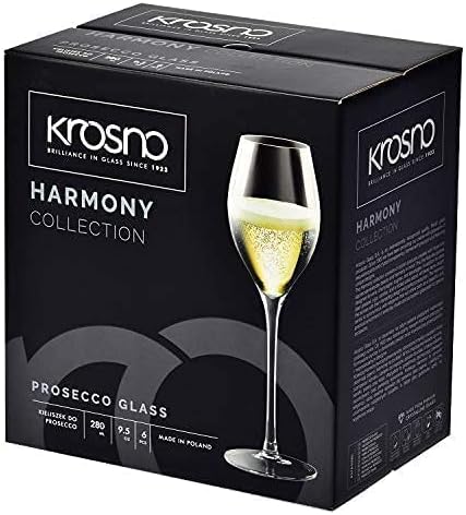 Krosno Champagnergläser Prosecco-Gläser | Set von 6 | 280 ML | Harmony Kollektion | Sektgläser Sektf