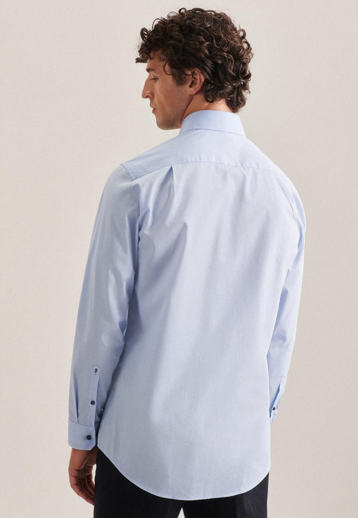 Seidensticker Herren Regular Fit Langarm Popeline Hemd, 39 Hellblau