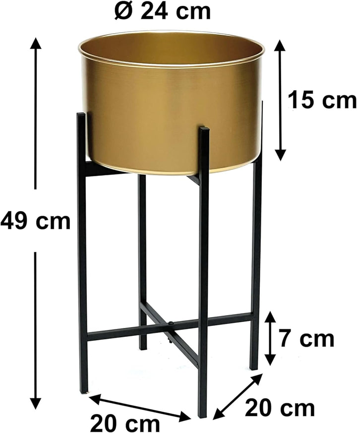 DanDiBo Blumenhocker mit Topf Gold Metall Schwarz 50 cm Blumenständer 96527 Pflanzenständer Blumensä