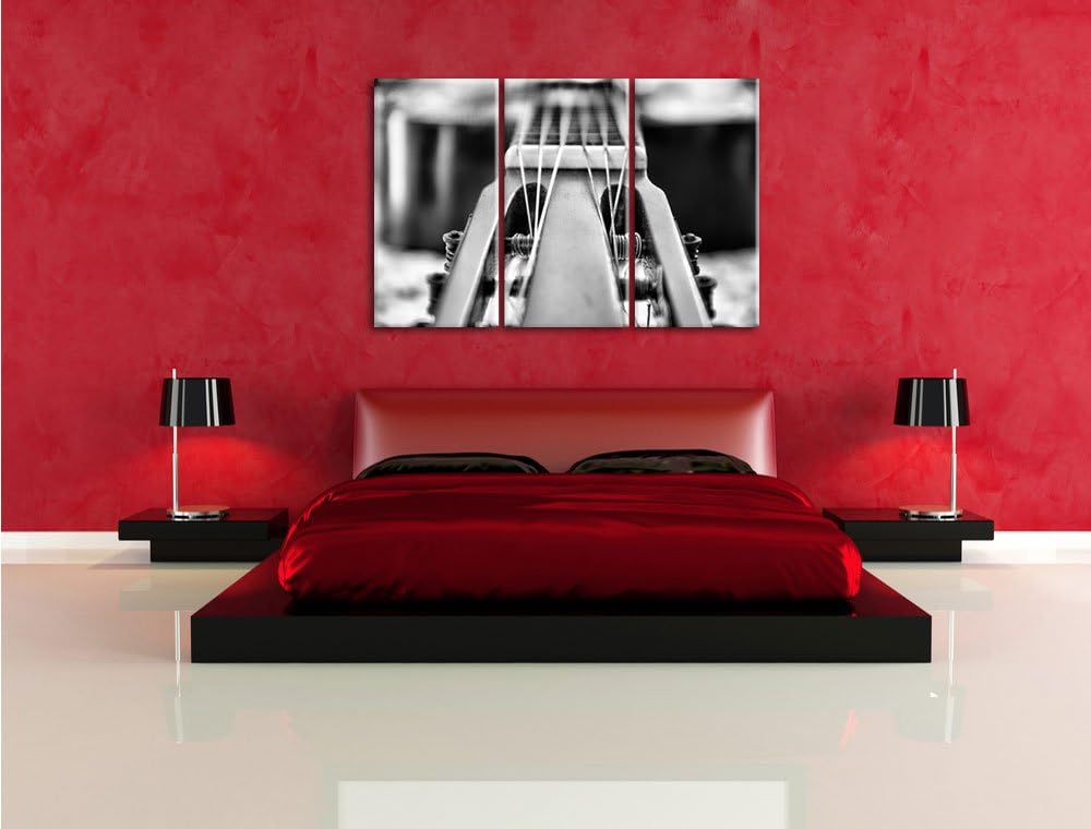 Pixxprint Gitarrensaiten als Leinwandbild/Grösse: 3 Teilig (120x80) cm/Wandbild/Kunstdruck/fertig be