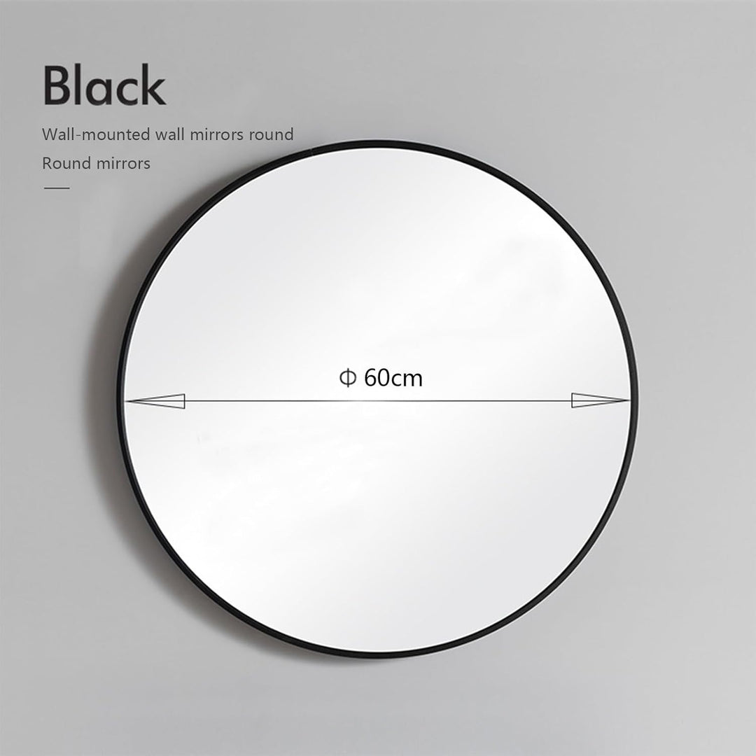 60 cm runder Badezimmerm Spiegel mit schwarzem Aluminiumrahmen,Wandmontierter Spiegel,HD-Glas für Ba