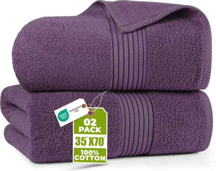 Utopia Towels - 2er Grosses Badetuch mit Aufhänger - 100% gekämmte ringgesponnene Baumwolle, sehr sa