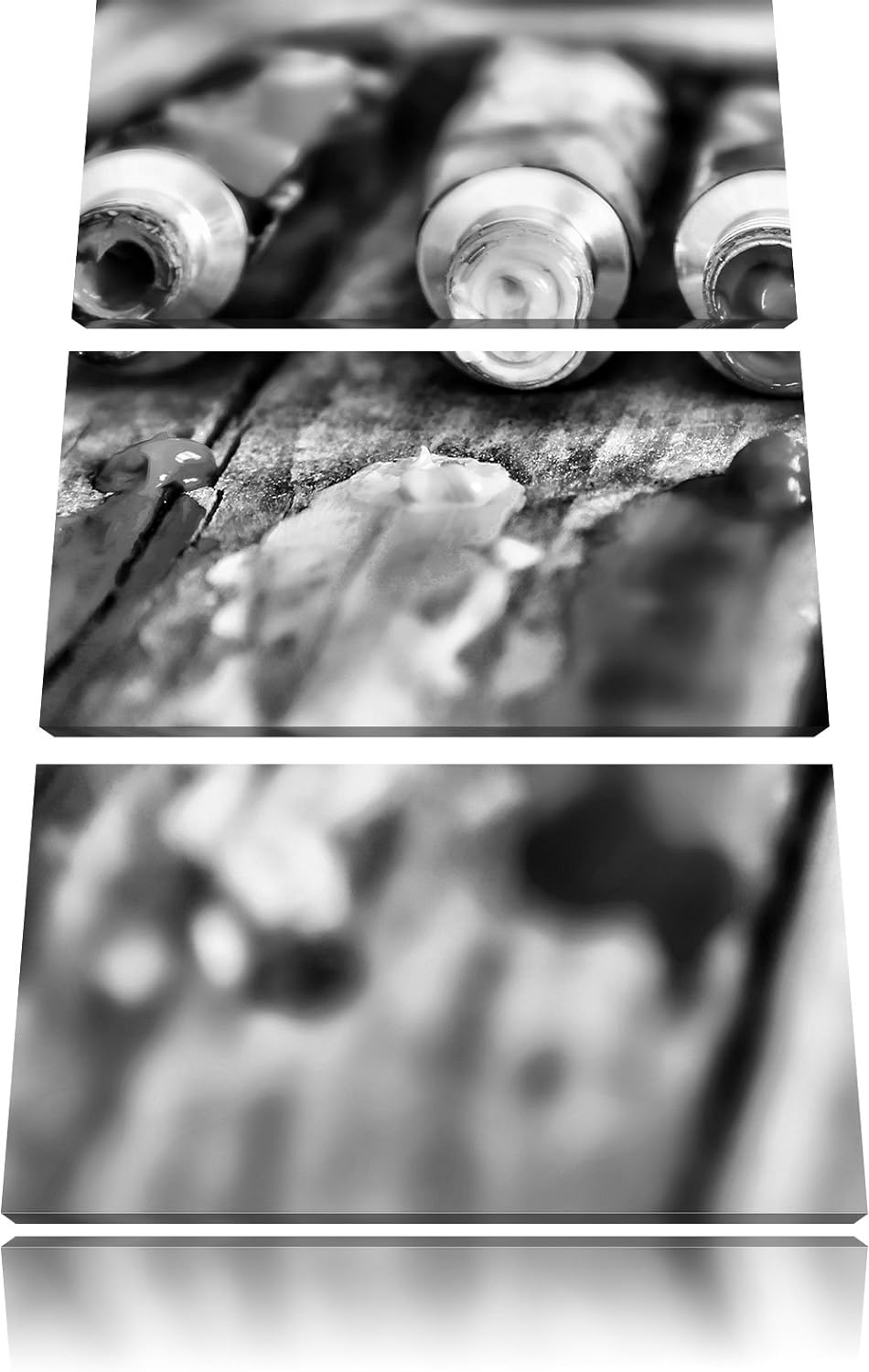 Pixxprint Farbtuben / 3-Teilig/Gesamtmass 120cm Leinwandbild bespannt auf Holzrahmen/Wandbild Kunstd
