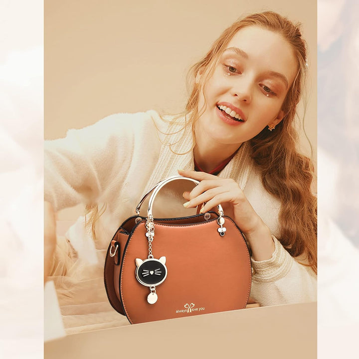 NICOLE & DORIS Runde Umhängetasche Damen Handtasche Klein Tasche Mode Crossbody Bag Damen PU Leder H